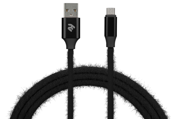 Кабель 2E Fur USB 2.0 to MicroUSB Cable, 1м, Black
