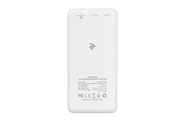 Power Bank 2E 10000 мАг PD Quick Charge White